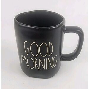 Rae‎ Dunn GOOD MORNING Large Mug Magenta Collection Black Script Farmhouse